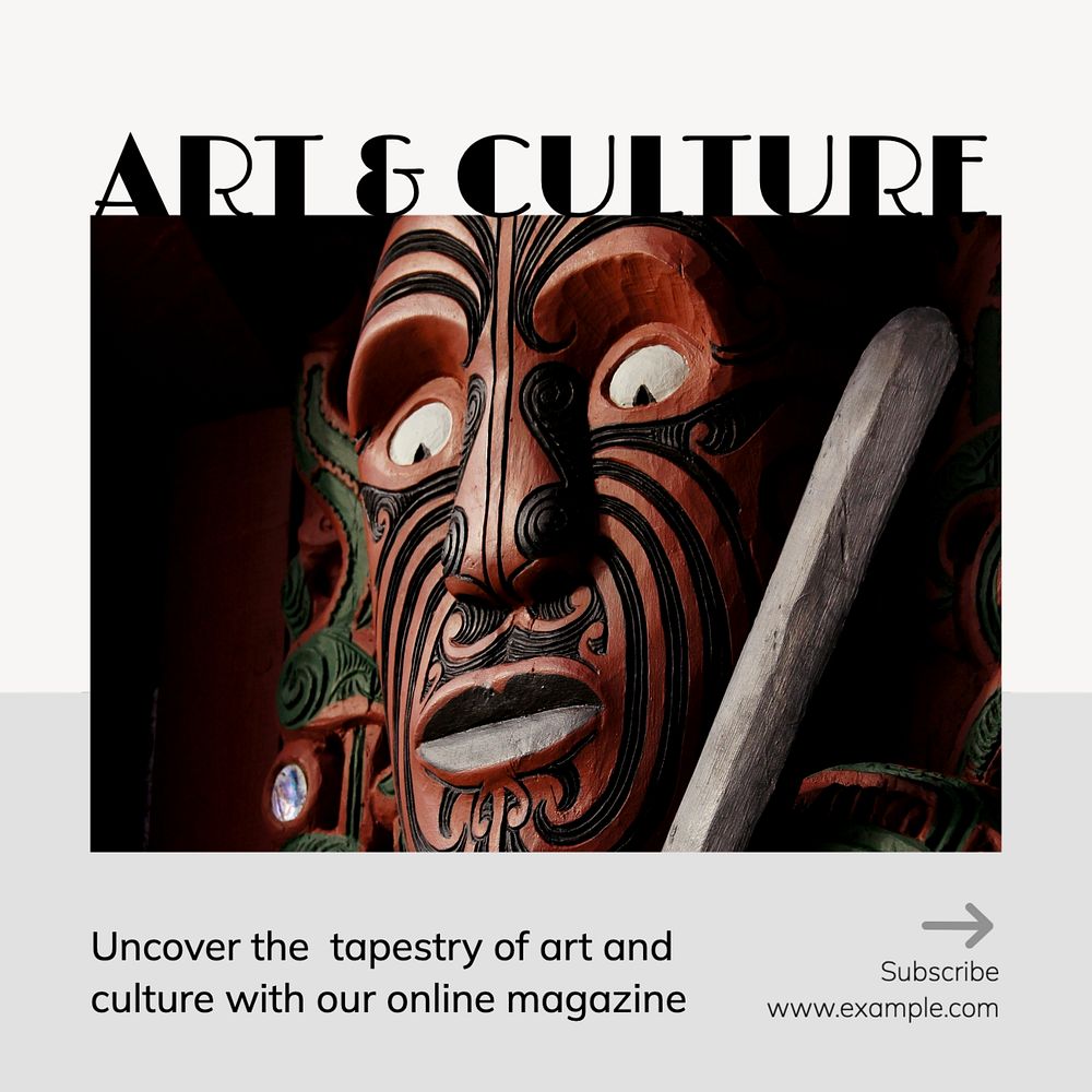 Art & culture magazine Facebook post template, editable design