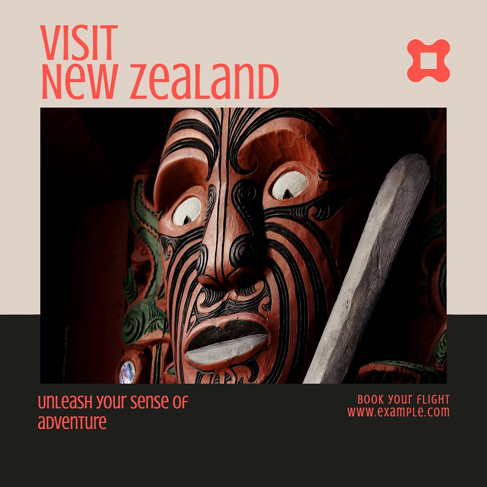 Visit New Zealand Facebook post template, editable design