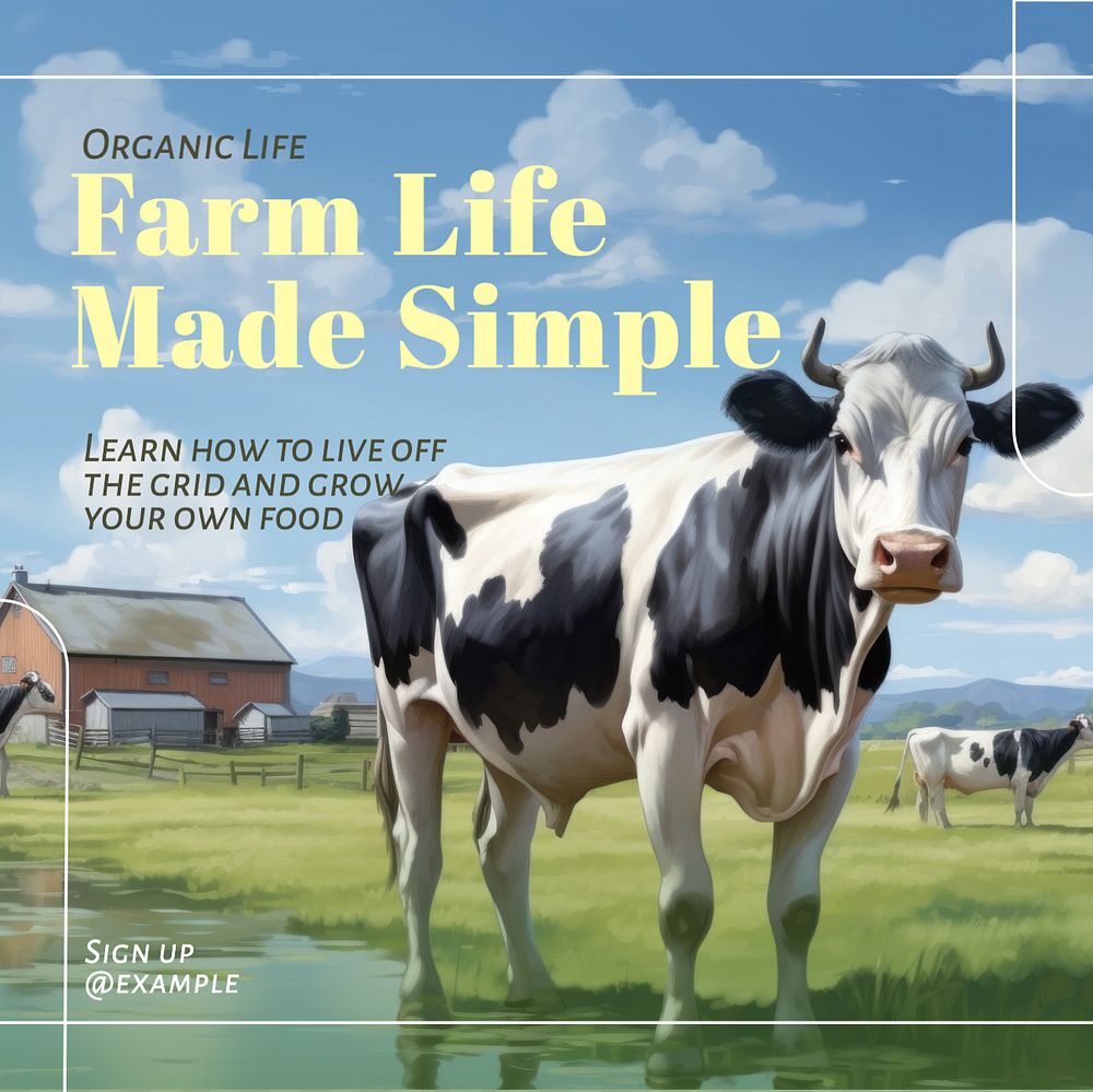 Farm life post template, editable social media design