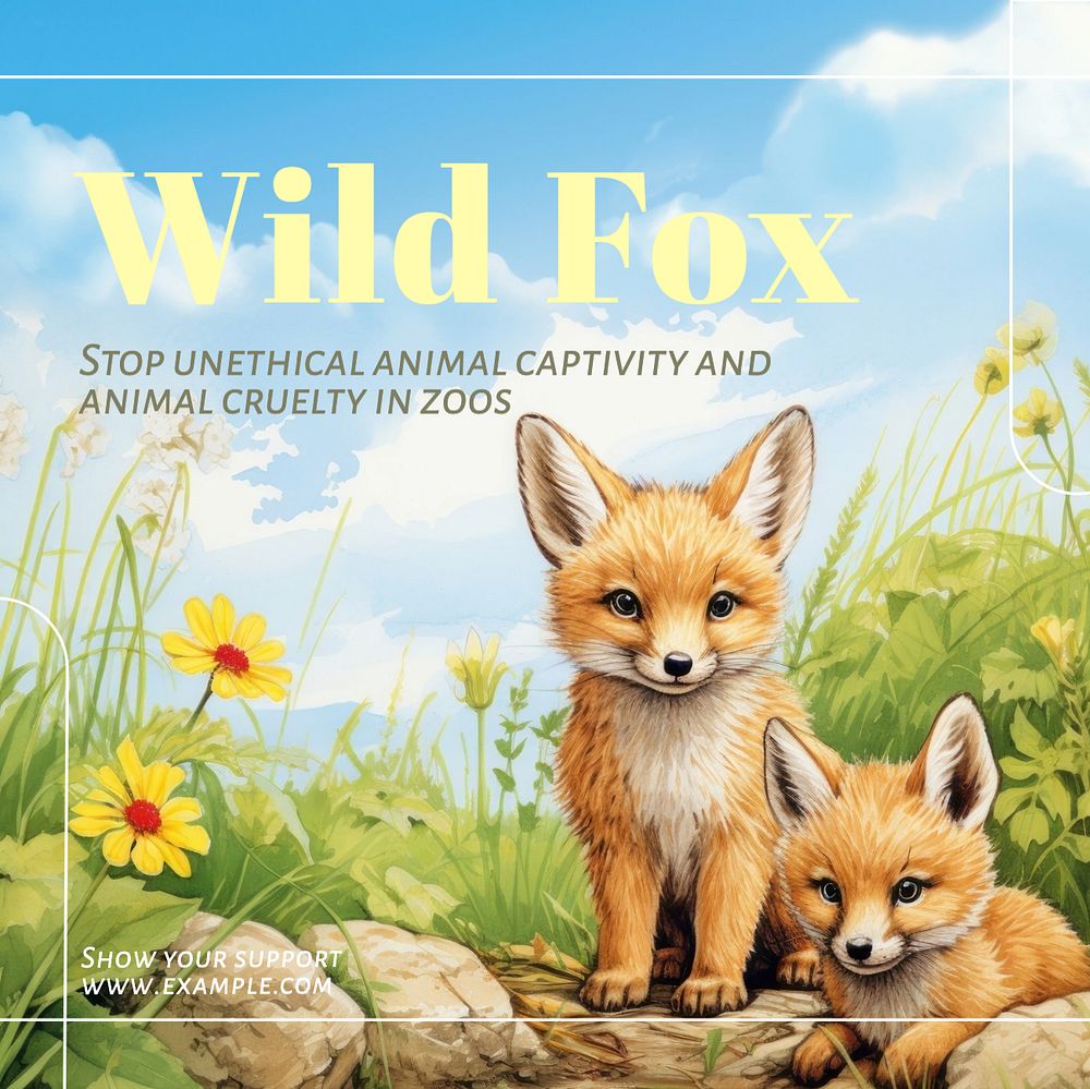 Wild Fox post template, editable social media design