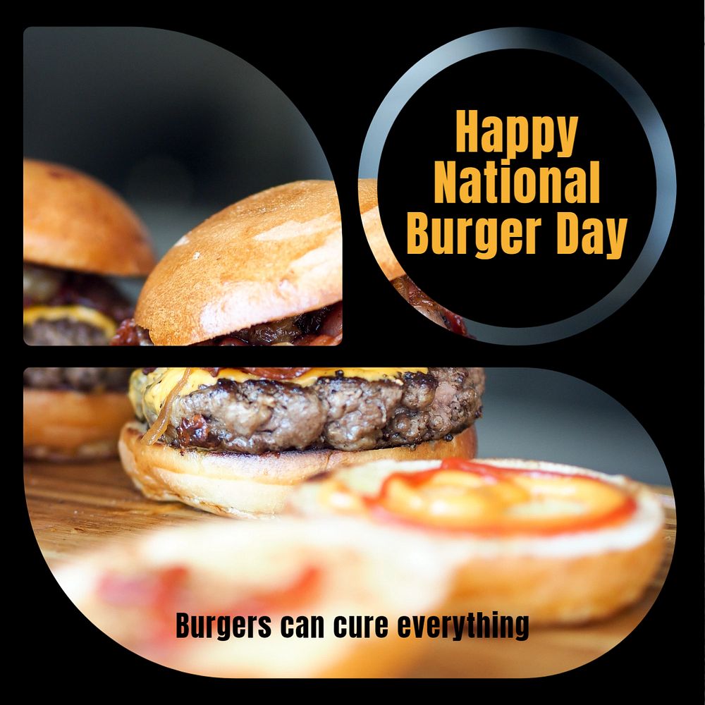 Burger Day Facebook post template, editable design