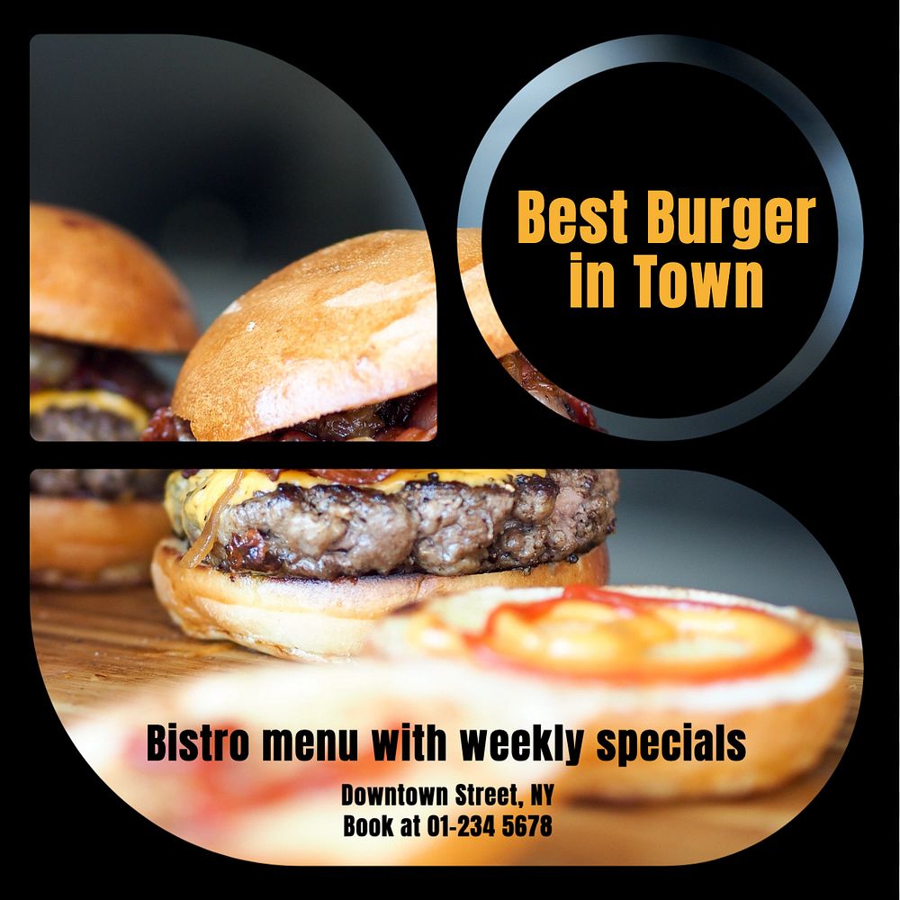 Burger shop Facebook post template, editable design