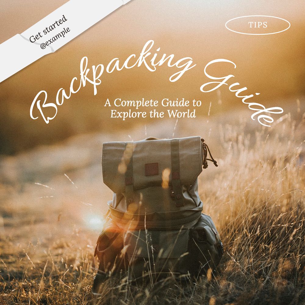 Backpacking guide Facebook post template, editable design