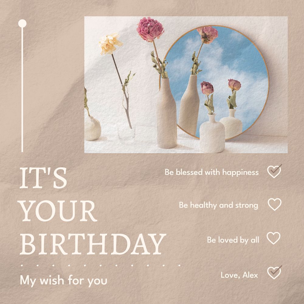 Birthday wish Facebook post template, editable design