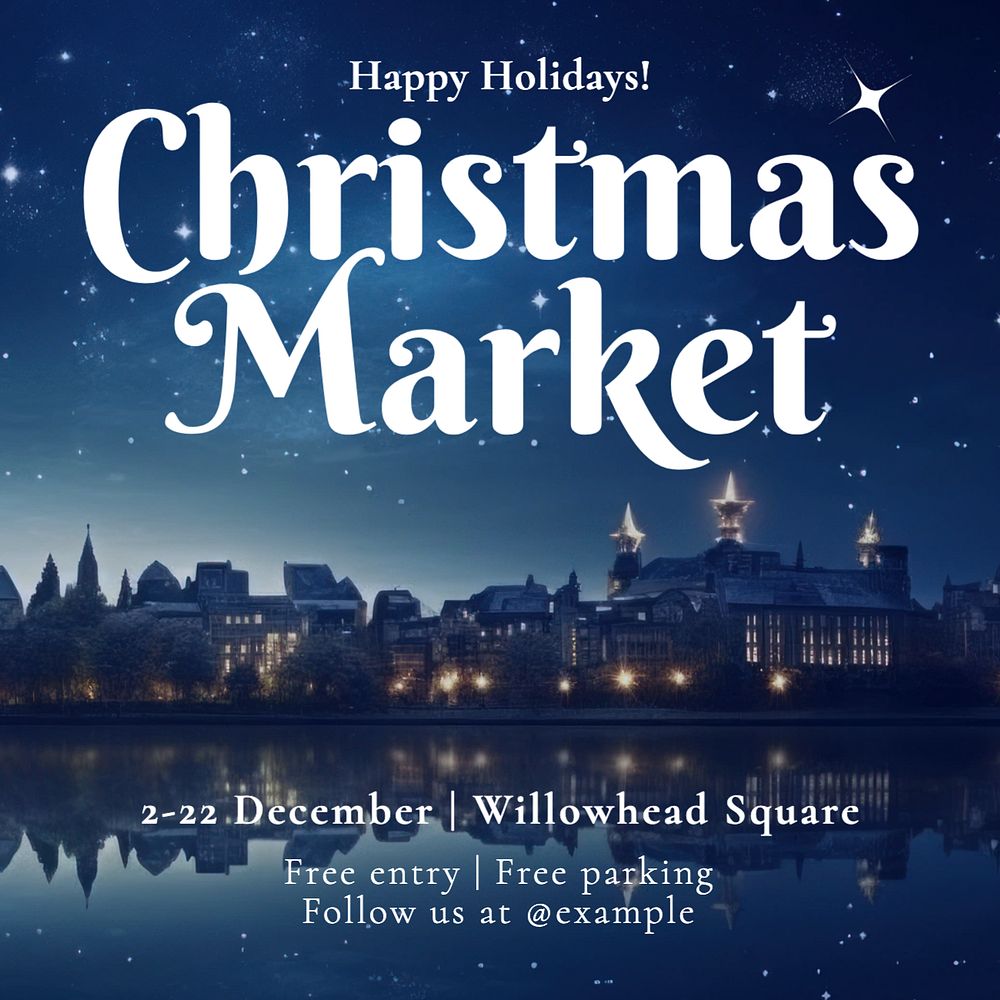 Christmas market Instagram post template, editable text