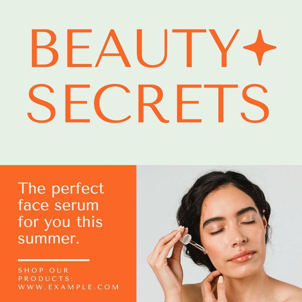 Beauty secrets Facebook post template, editable design