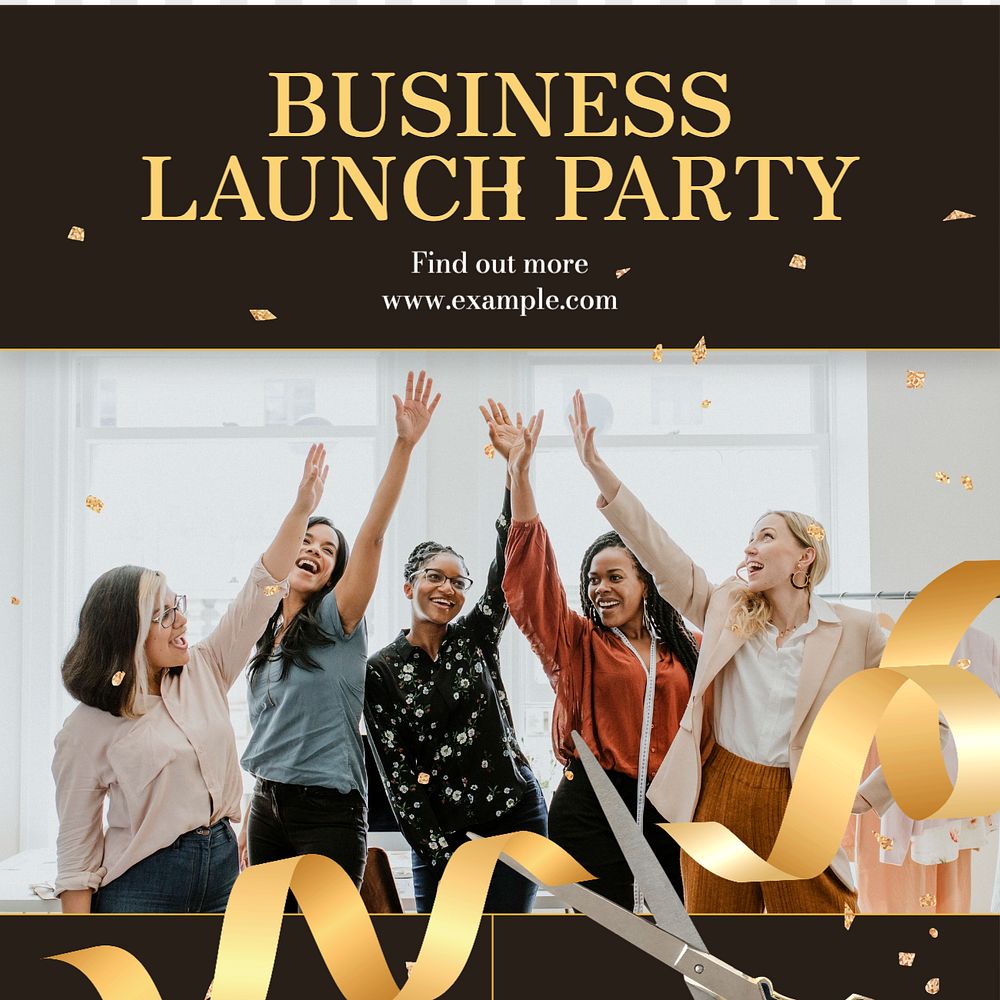 Business launch party Facebook post template, editable design