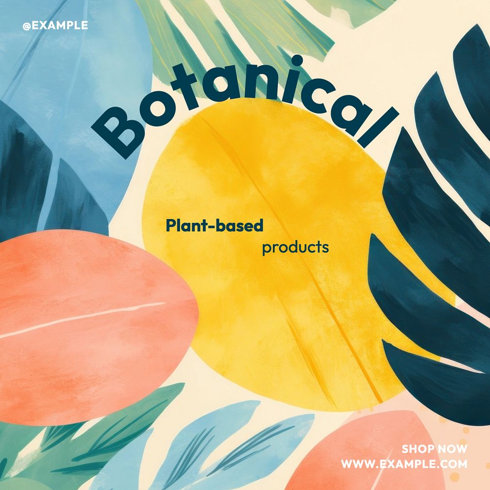 Botanical products Instagram post template, editable text