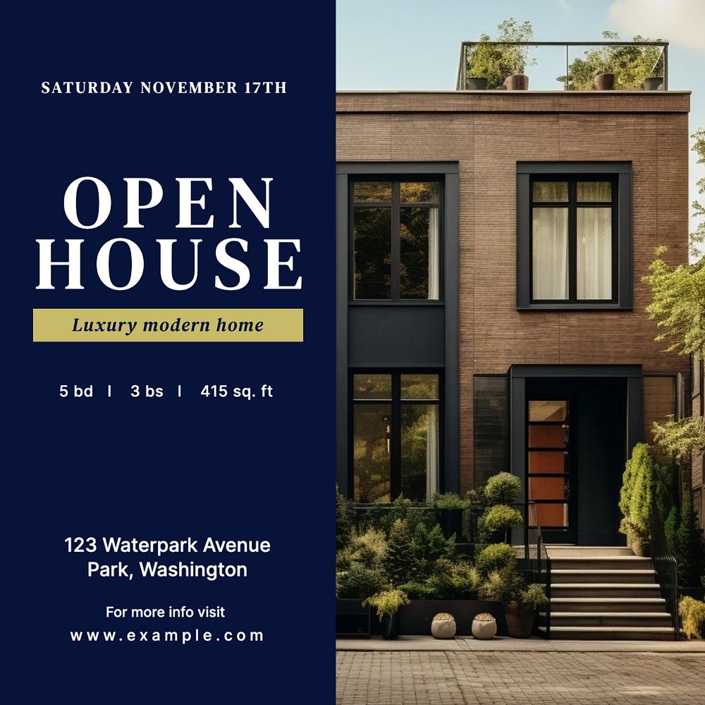 Open house Instagram post template, editable text