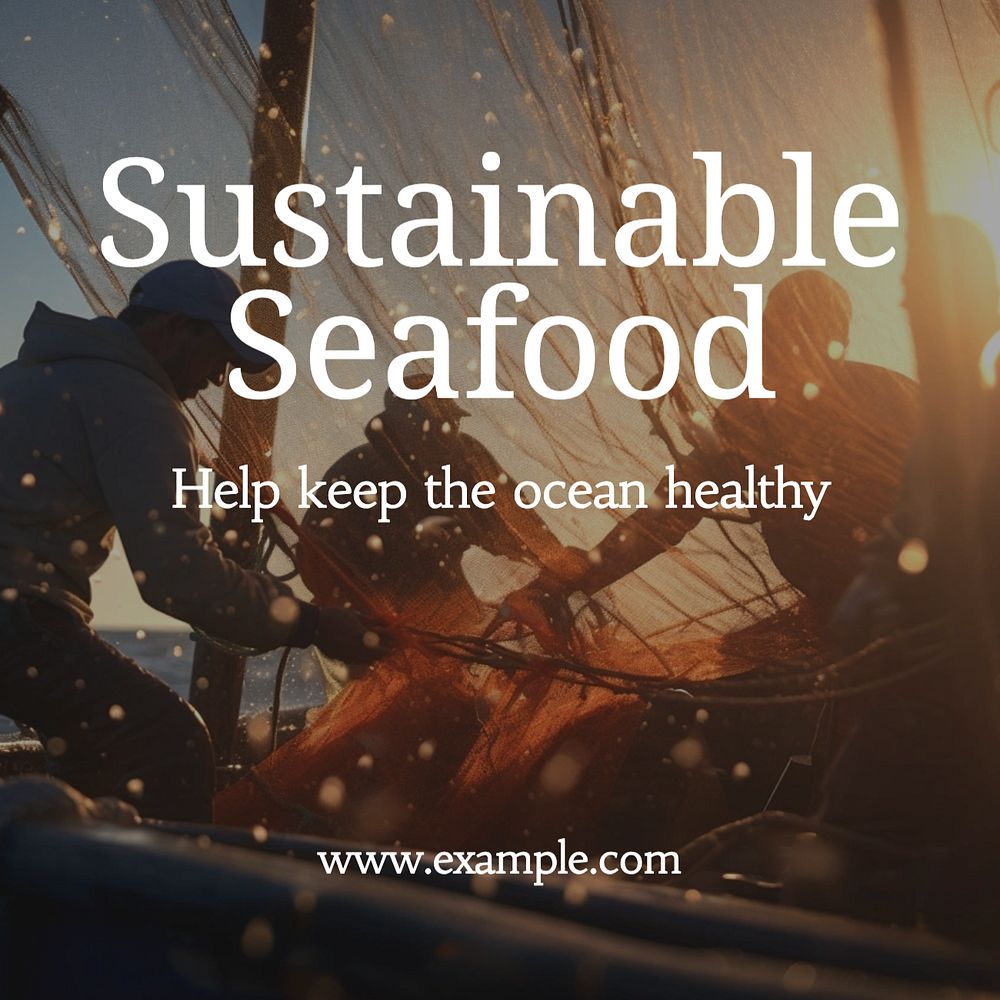 Sustainable seafood Instagram post template, editable text