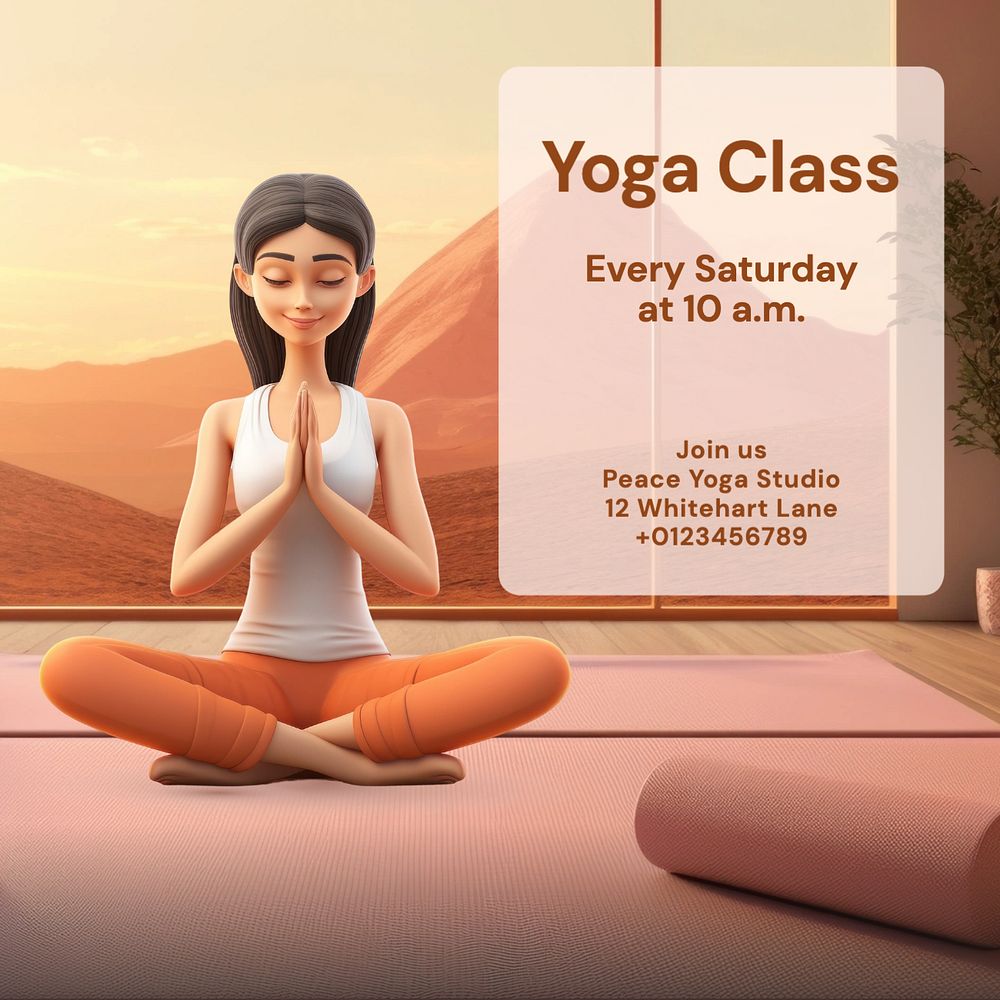 Yoga class Facebook post template, editable design