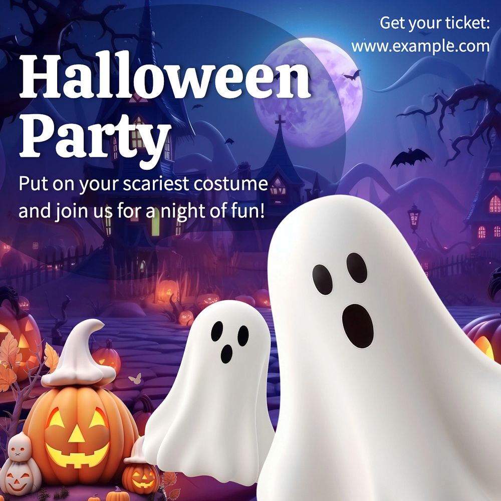 Halloween party Facebook post template, editable design