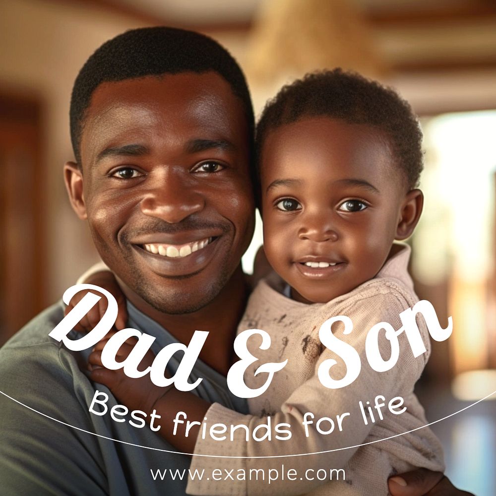 Dad & son Instagram post template, editable text