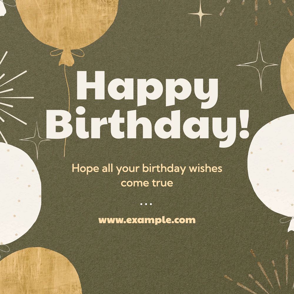 Happy birthday Instagram post template, editable text