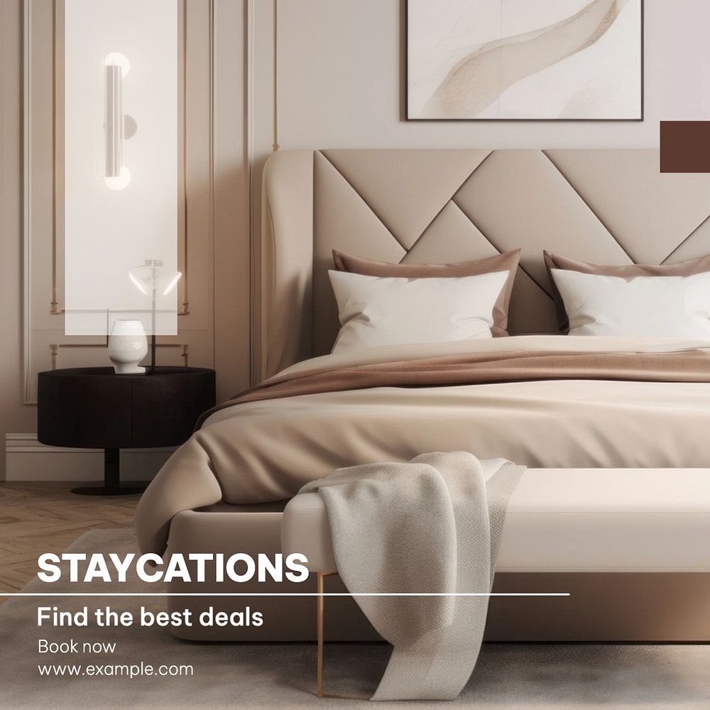 Staycations Instagram post template, editable text