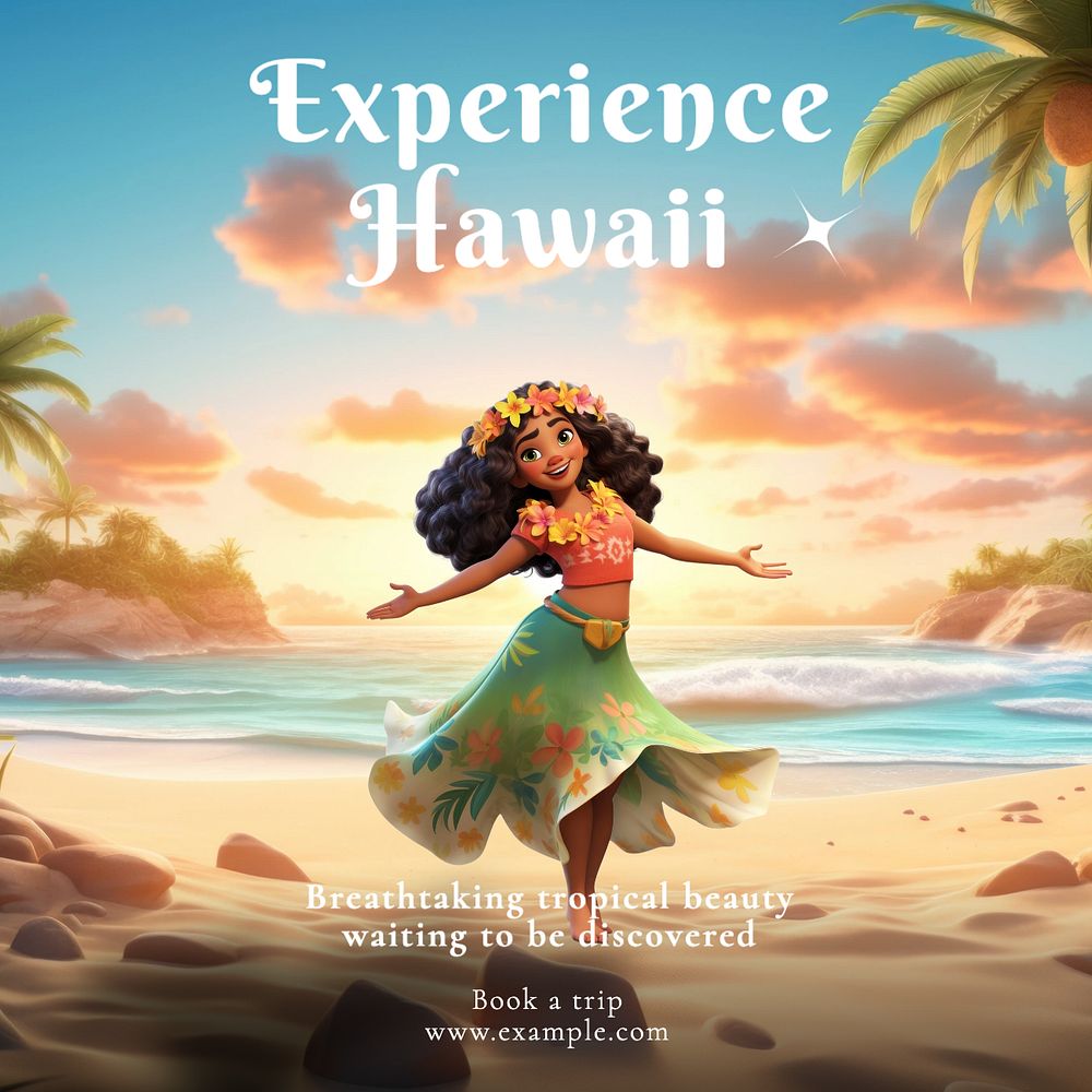 Hawaii Facebook post template, editable design