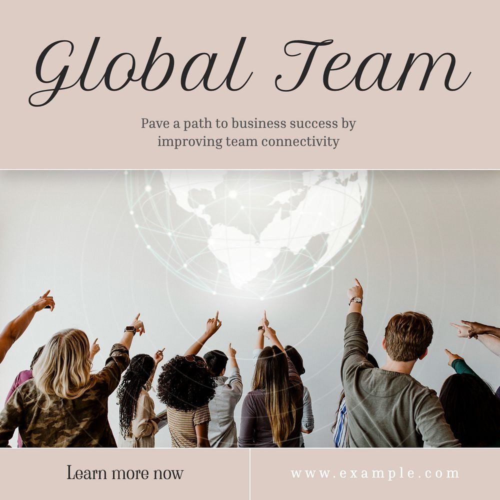 Global team management Facebook post template, editable design