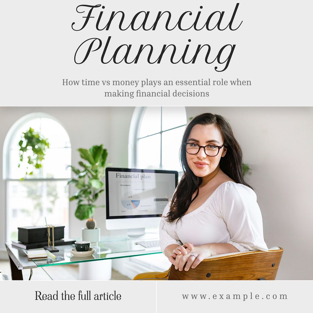 Financial planning Facebook post template, editable design