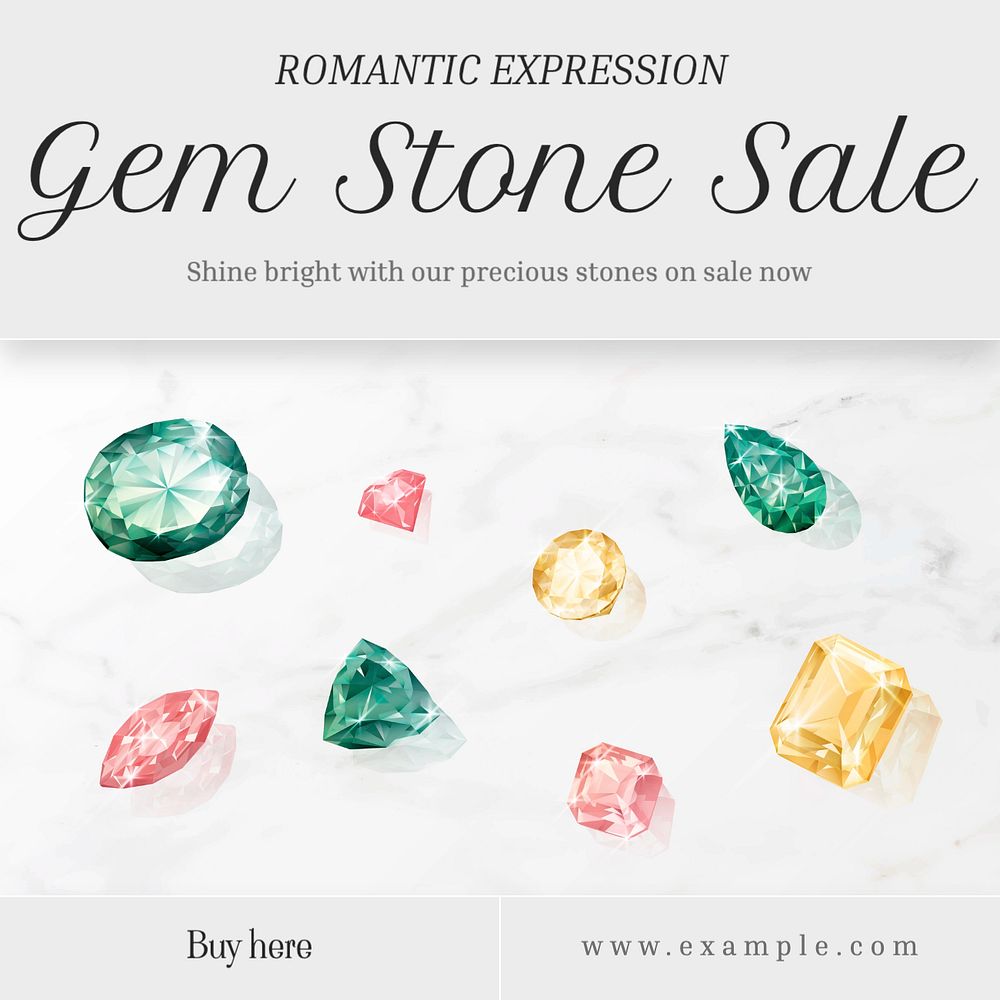 Gem stone Facebook post template, editable design