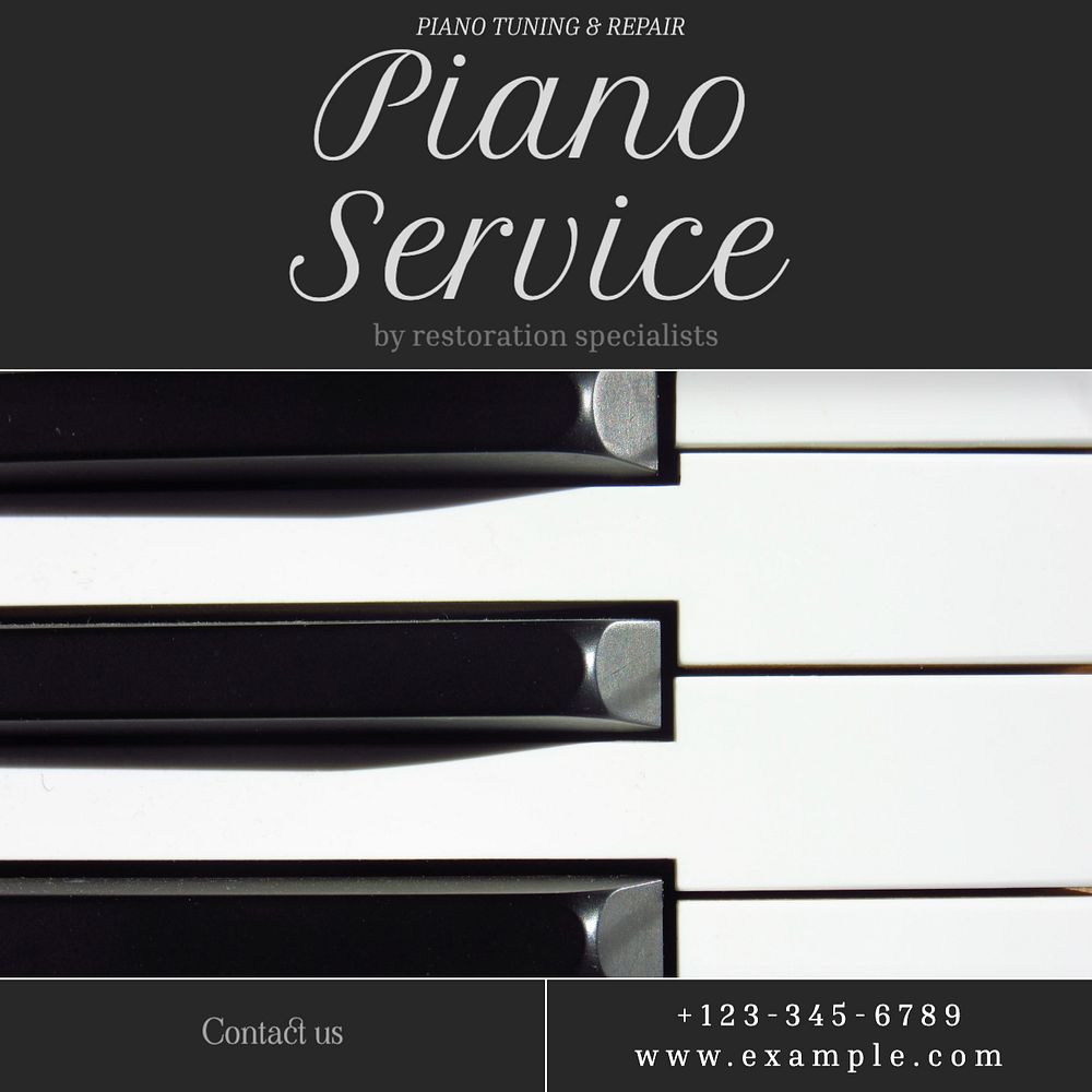 Piano service Facebook post template, editable design