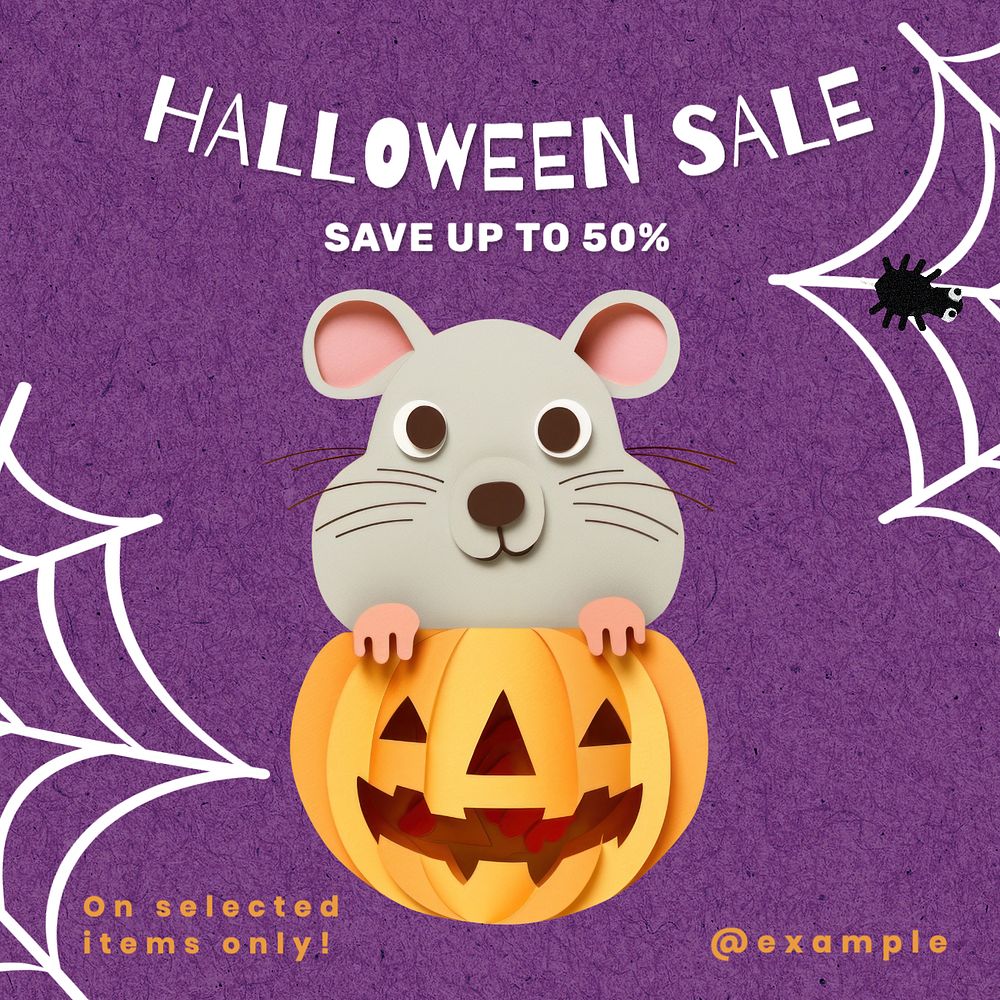 Halloween sale Facebook post template, editable design