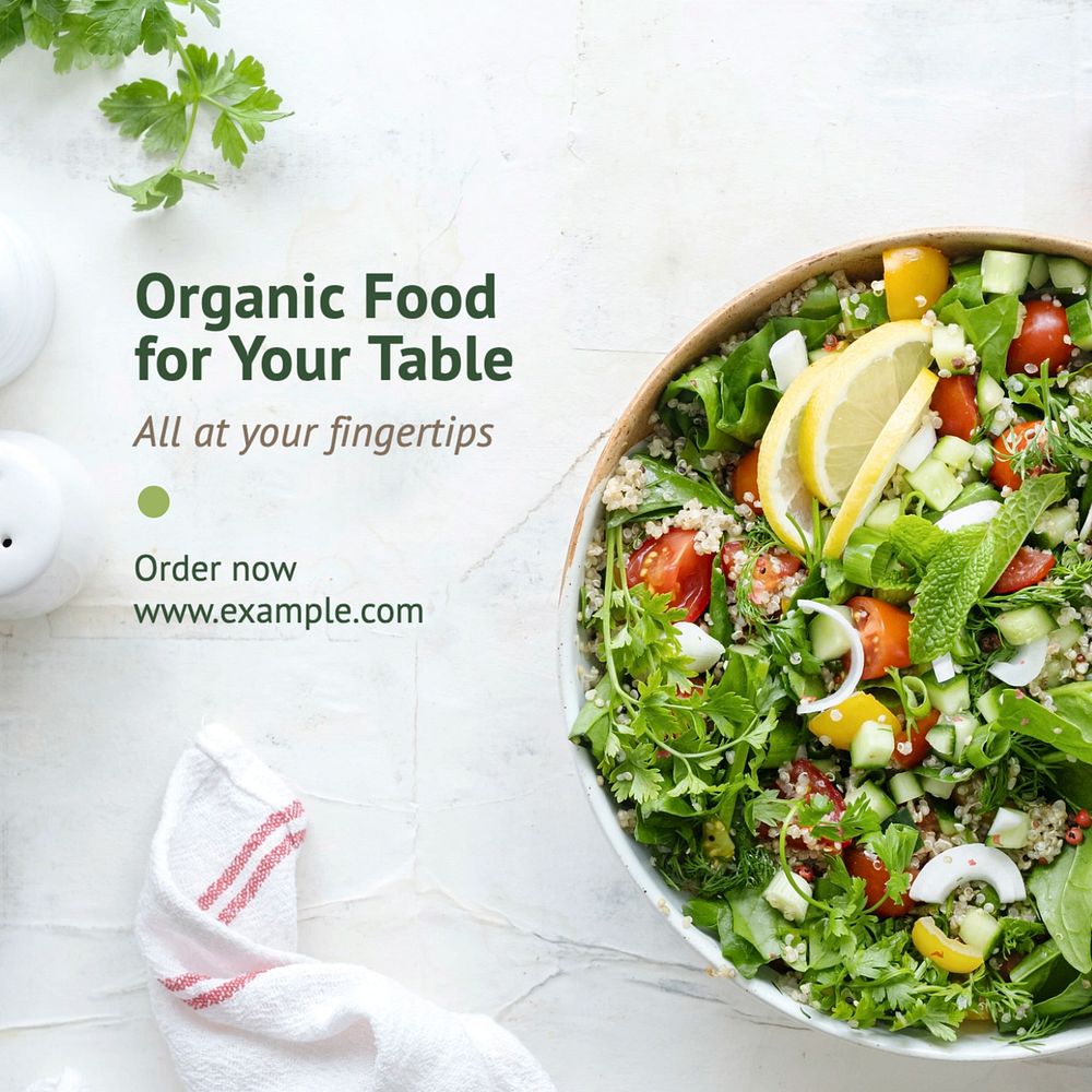 Organic food Facebook post template, editable design