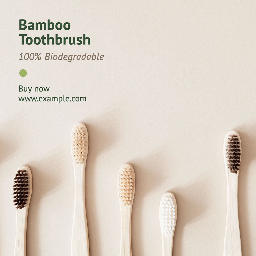 Bamboo toothbrush Facebook post template, editable design