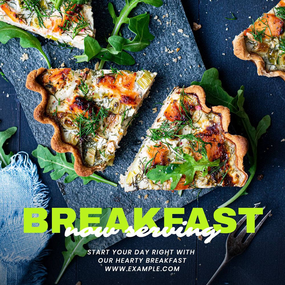 Breakfast restaurant Facebook post template, editable design