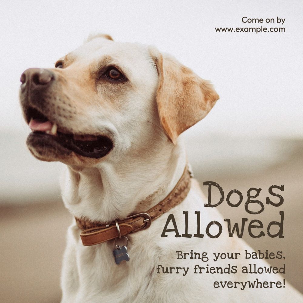 Dogs allowed Facebook post template, editable design