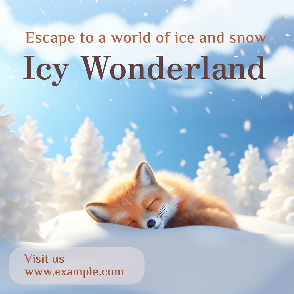 Icy wonderland world Facebook post template