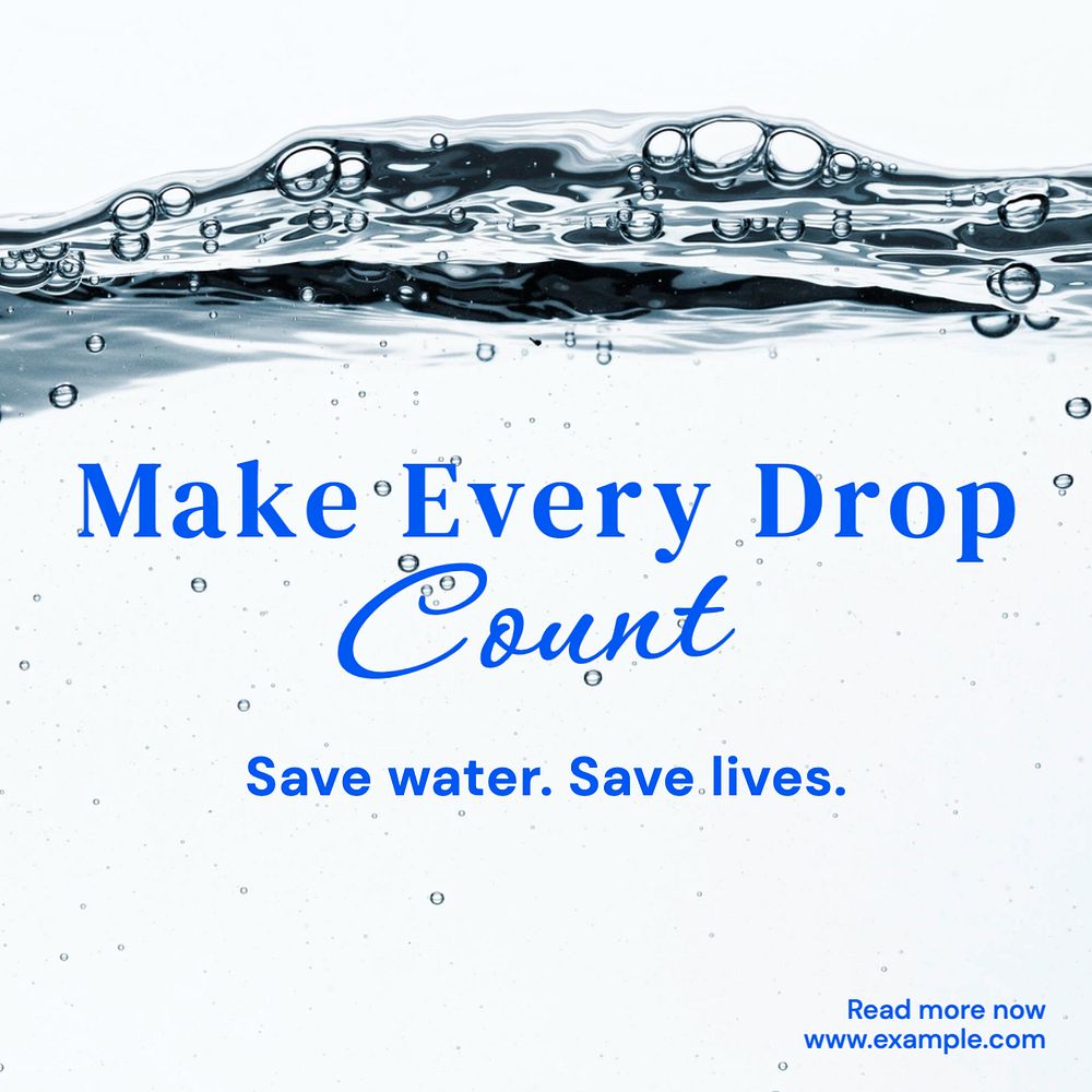 Save water Facebook post template, editable design