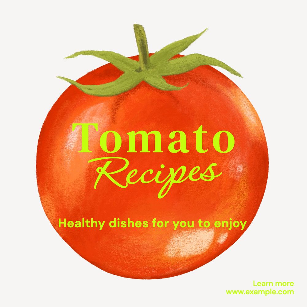 Tomato recipes Facebook post template, editable design