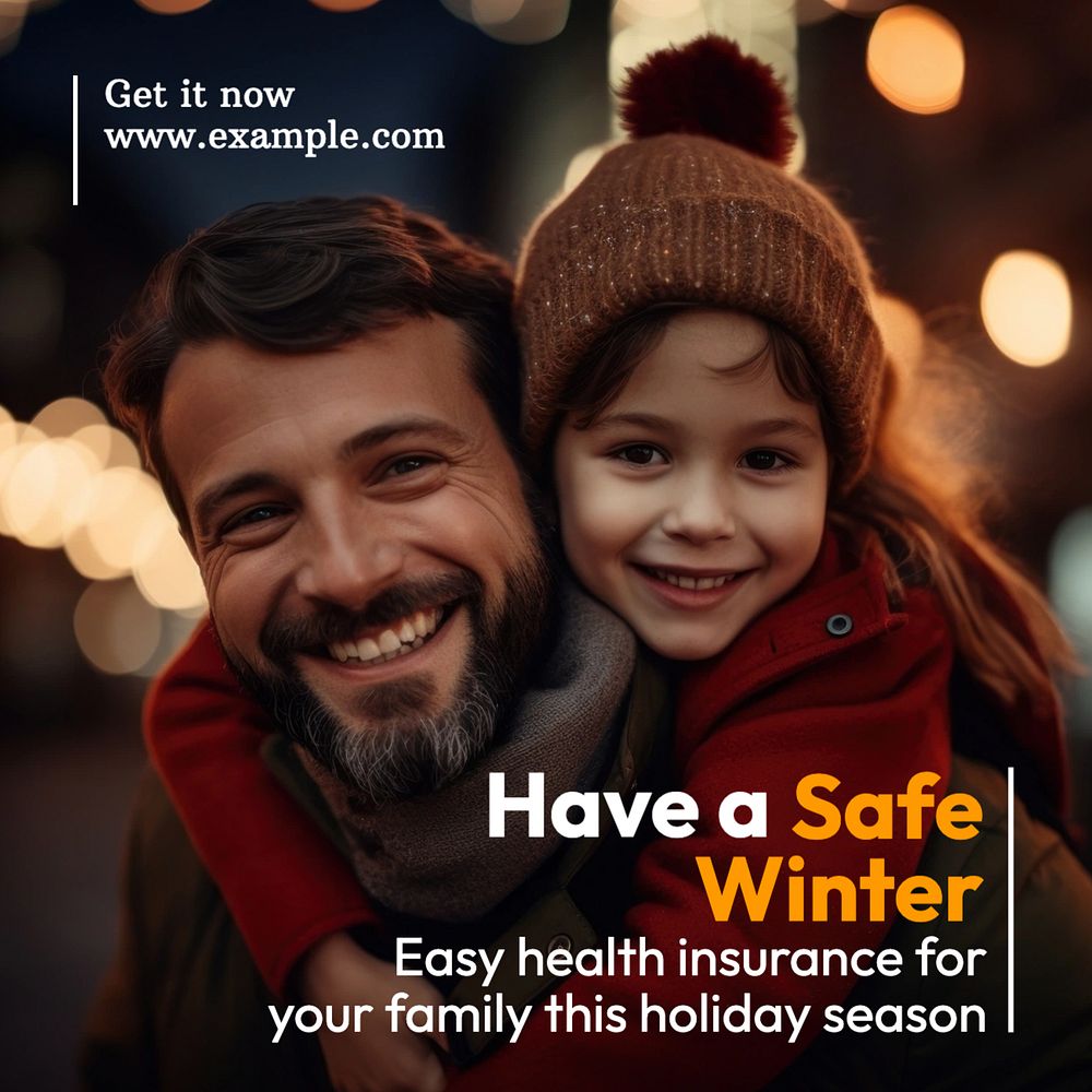 Winter insurance Facebook post template, editable design