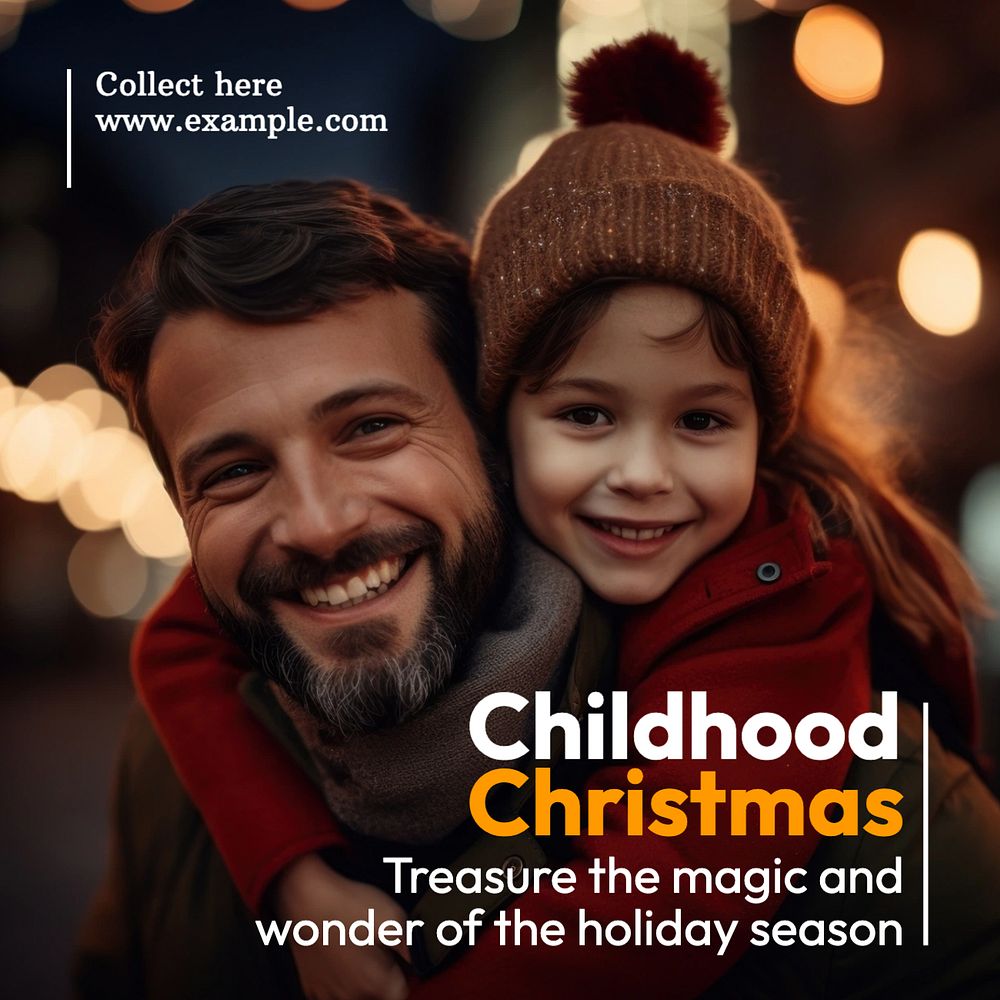 Christmas childhood memories post template, editable social media design