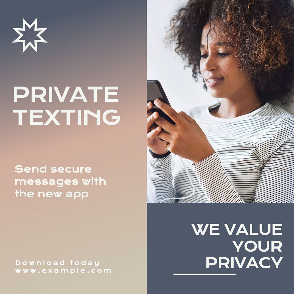 Private texting Facebook post template, editable design