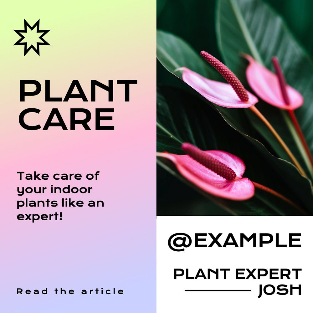 Plant care tips Facebook post template, editable design