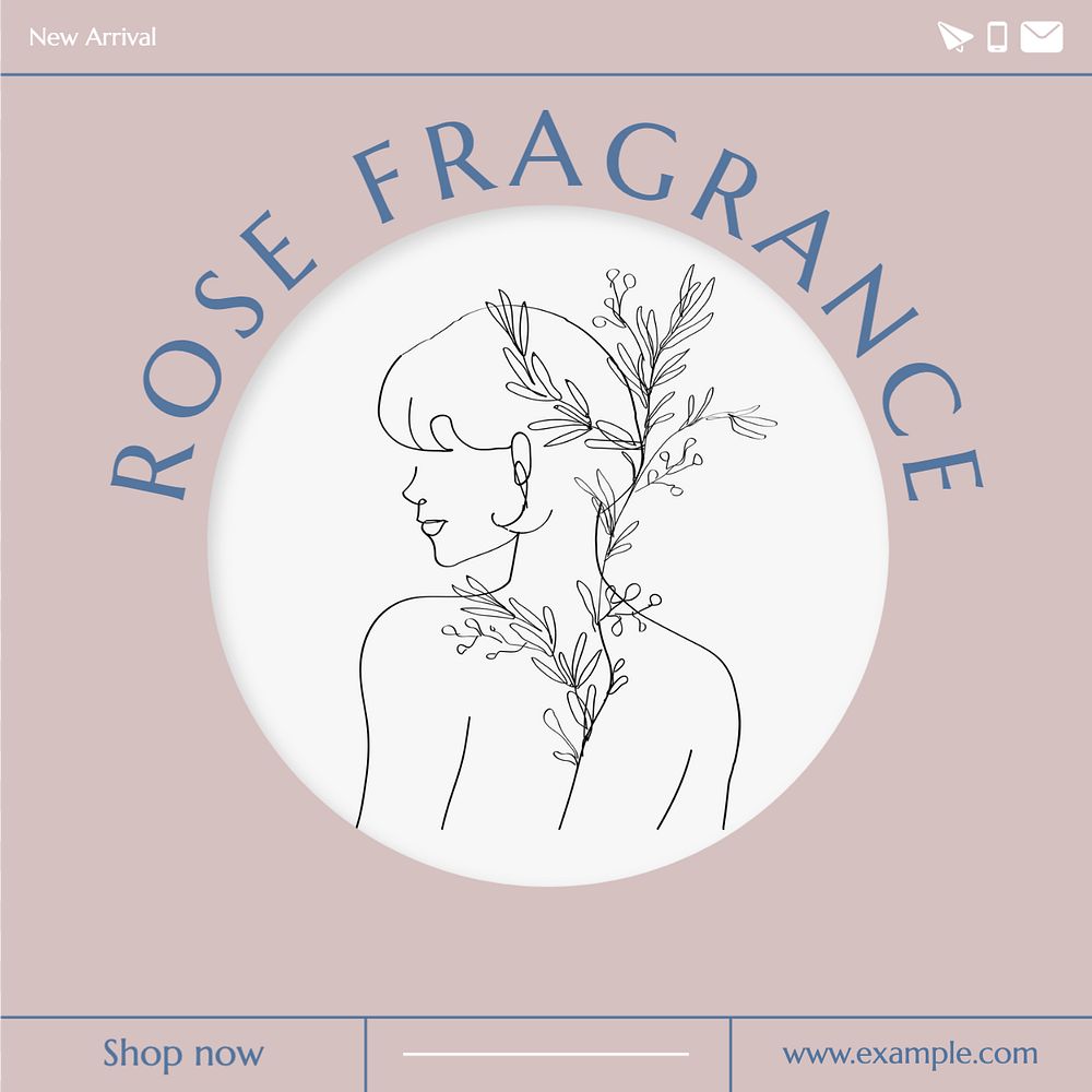 Rose fragrance Facebook post template, editable design