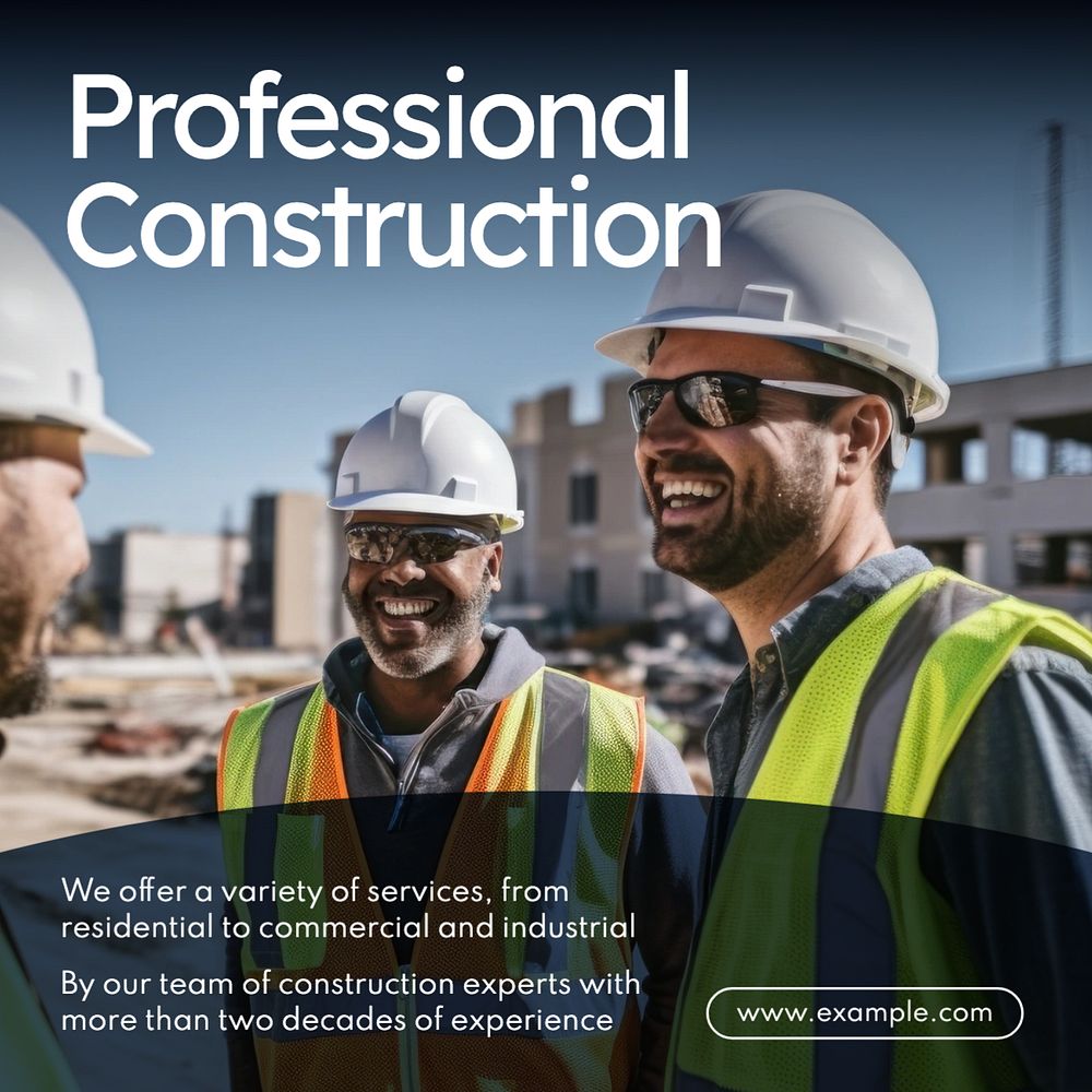 Professional construction Instagram post template, editable text