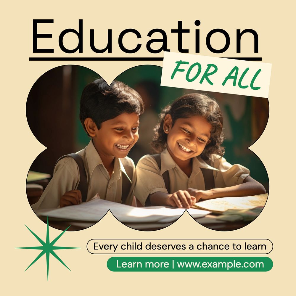 Education for all Facebook post template, editable design