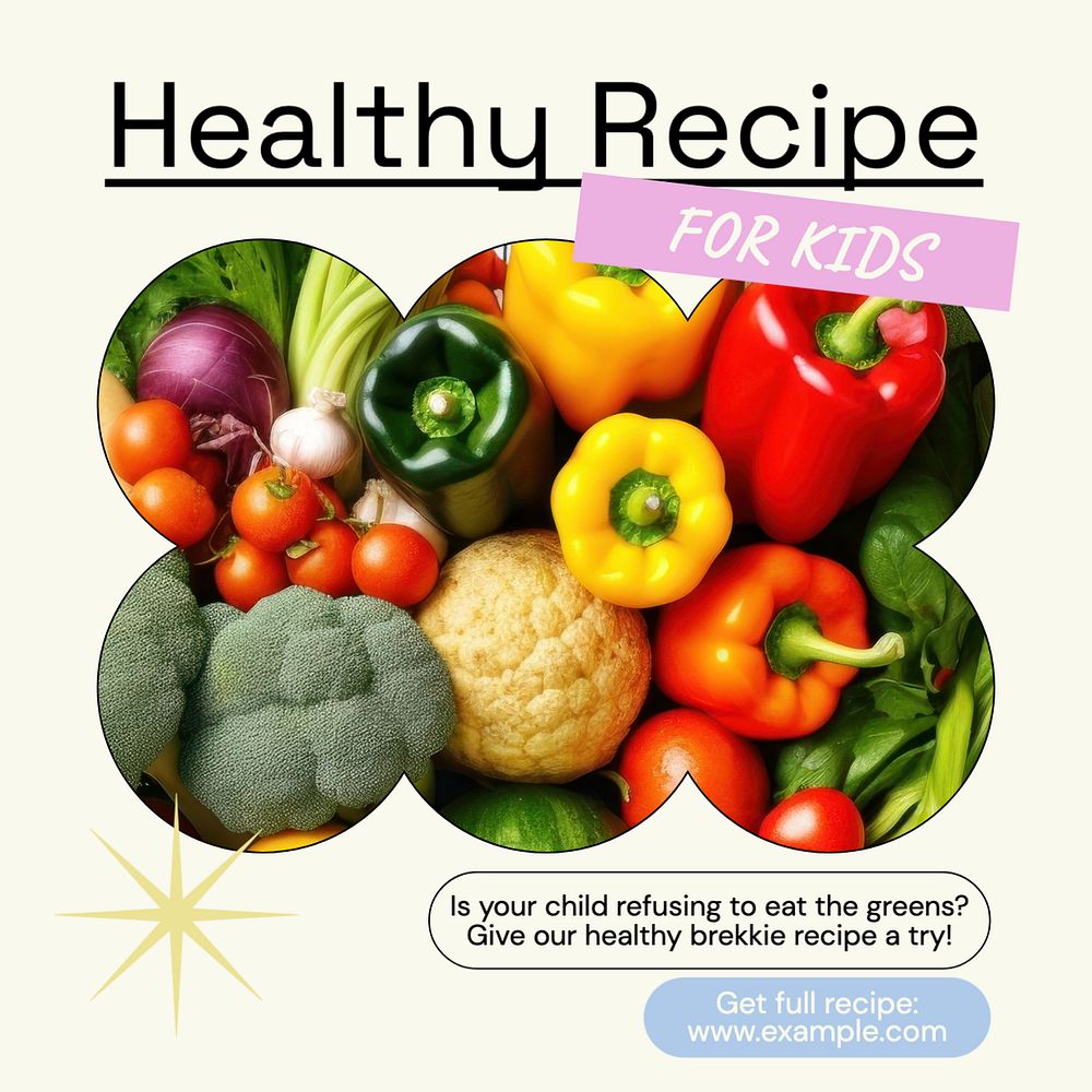 Healthy kids recipe Facebook post template, editable design