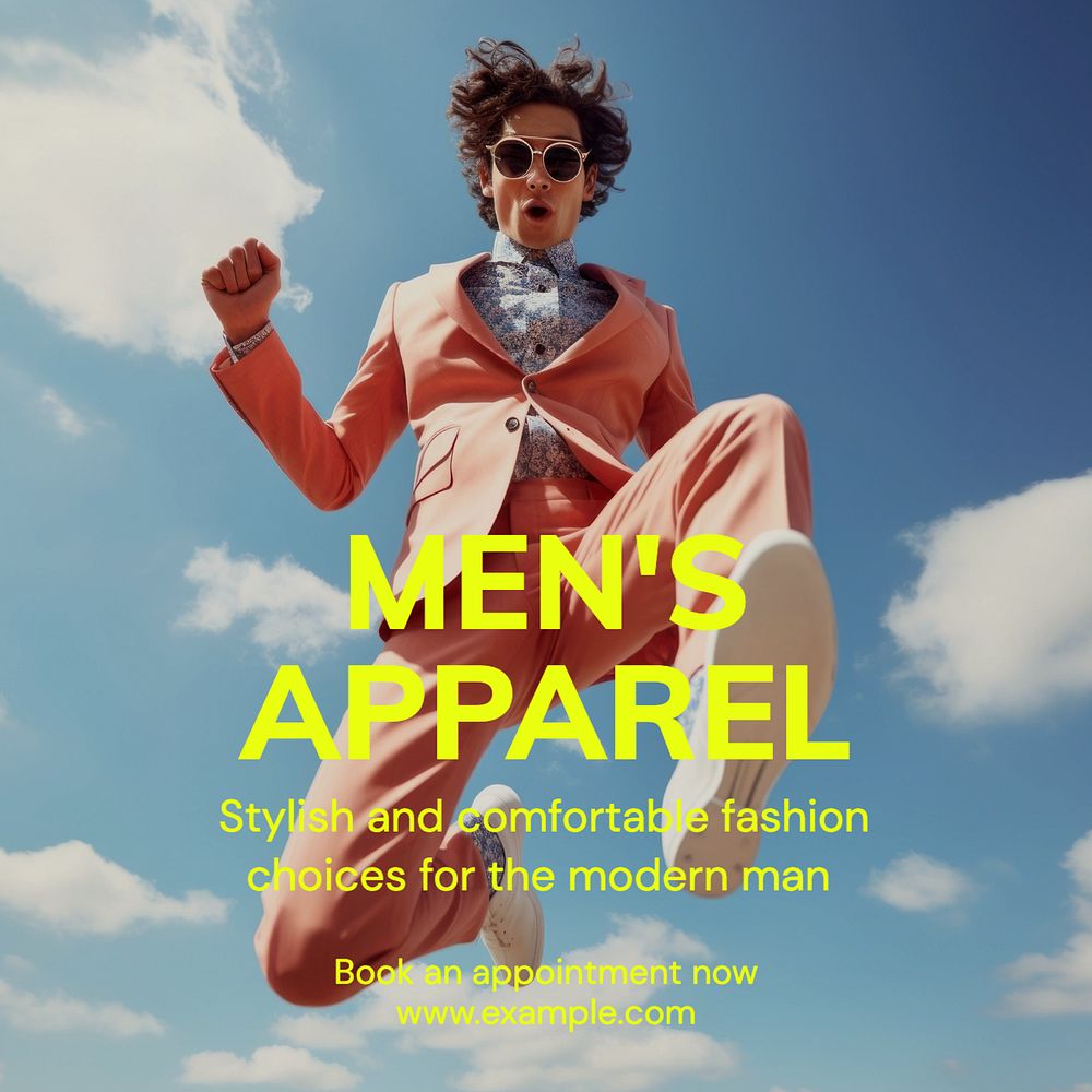 Men's apparel Instagram post template, editable text