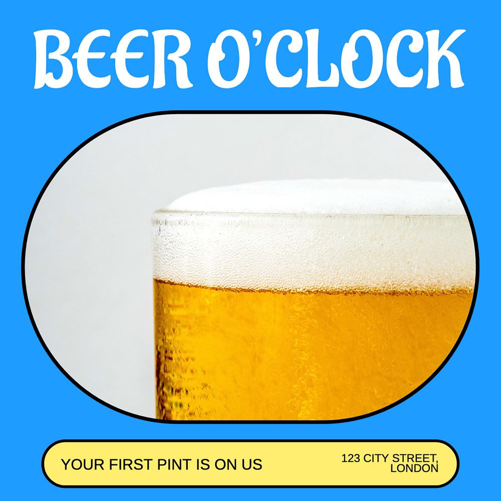 Beer time Facebook post template, editable design