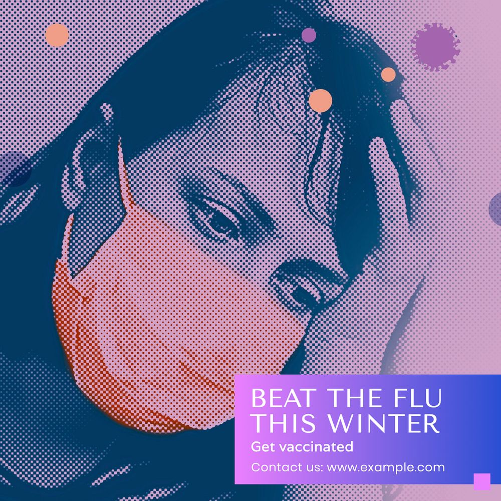 Beat the flu Instagram post template, editable text