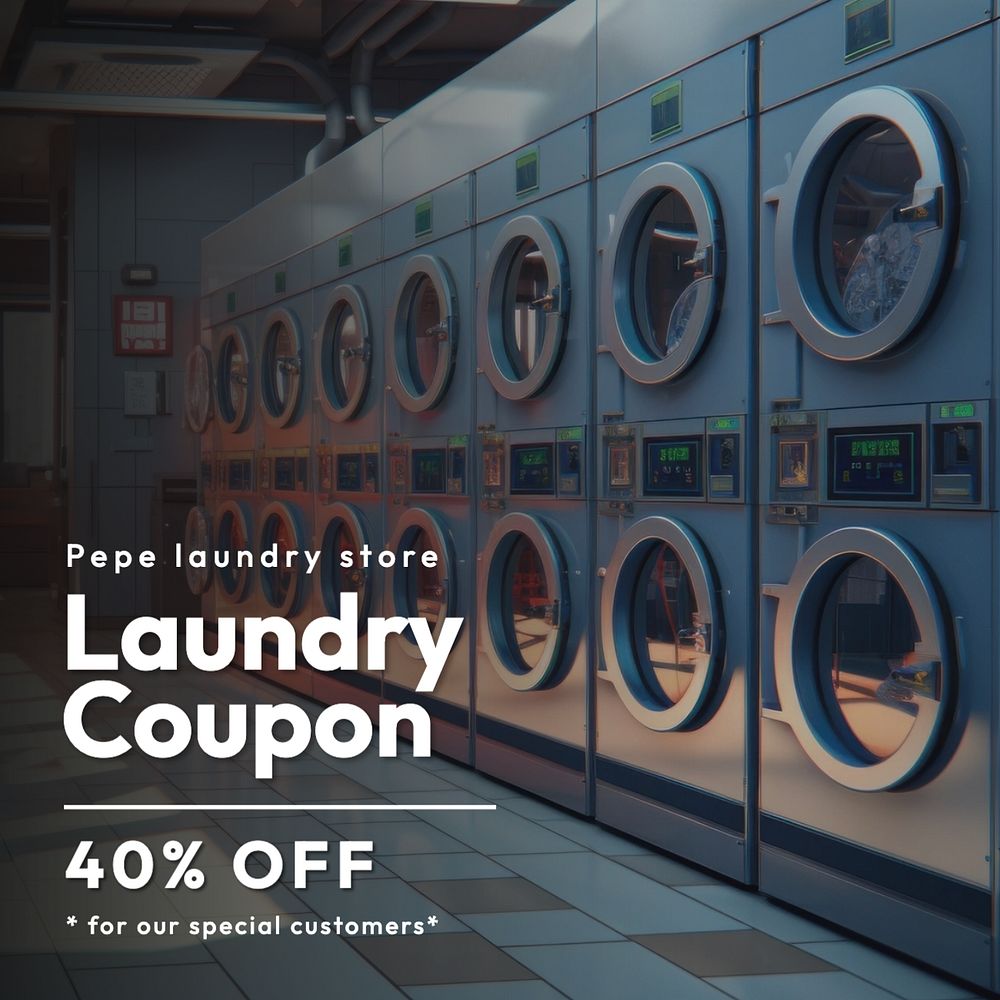 Laundry coupon Facebook post template, editable design