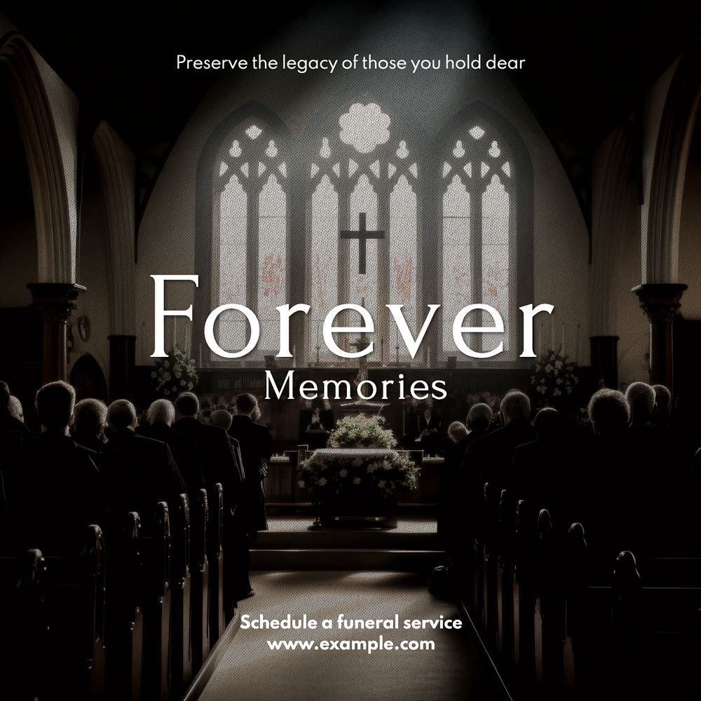 Funeral service Facebook post template, editable design