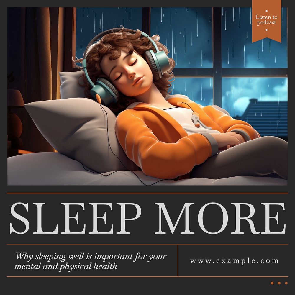 Sleep more Facebook post template, editable design