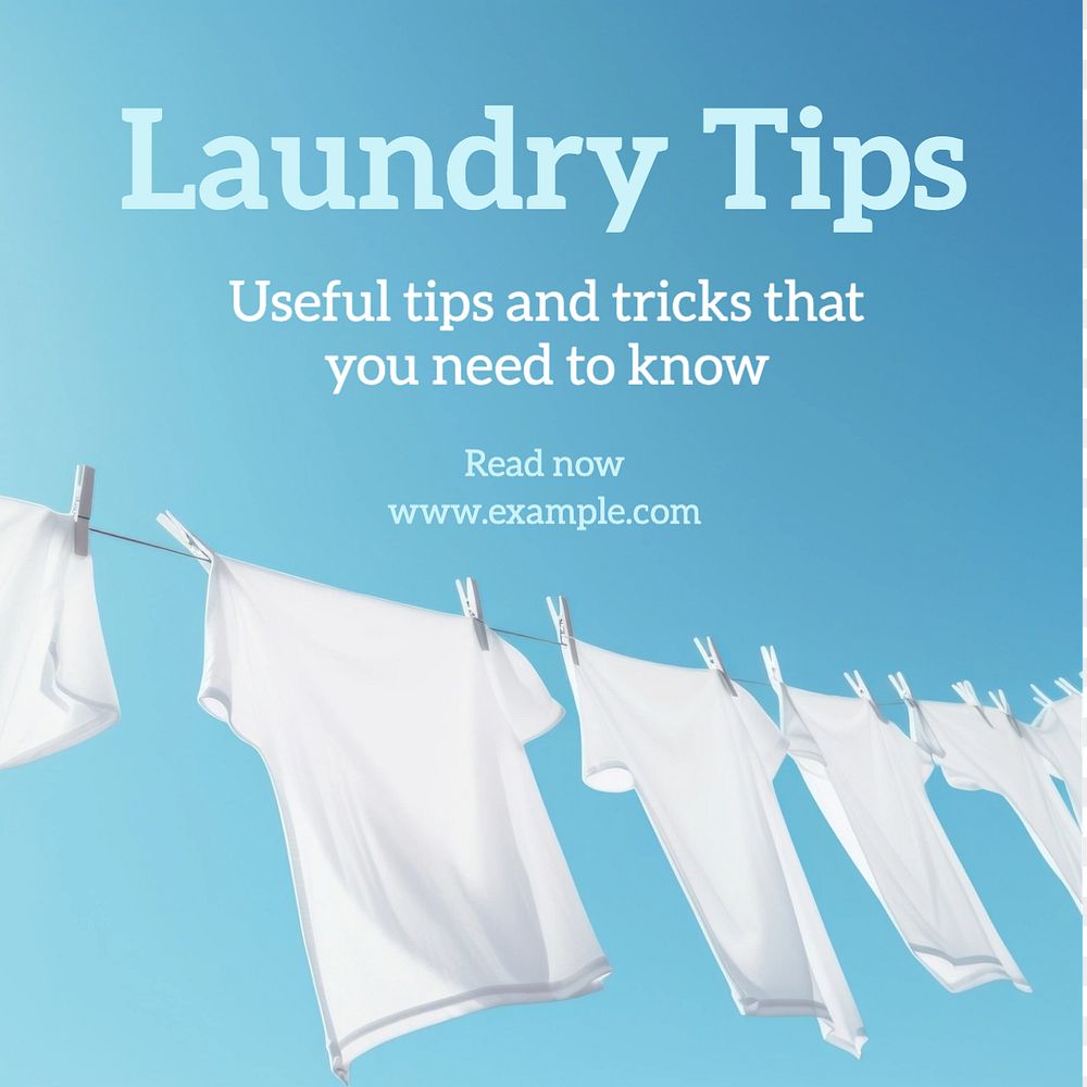 Laundry tips Instagram post template, editable text