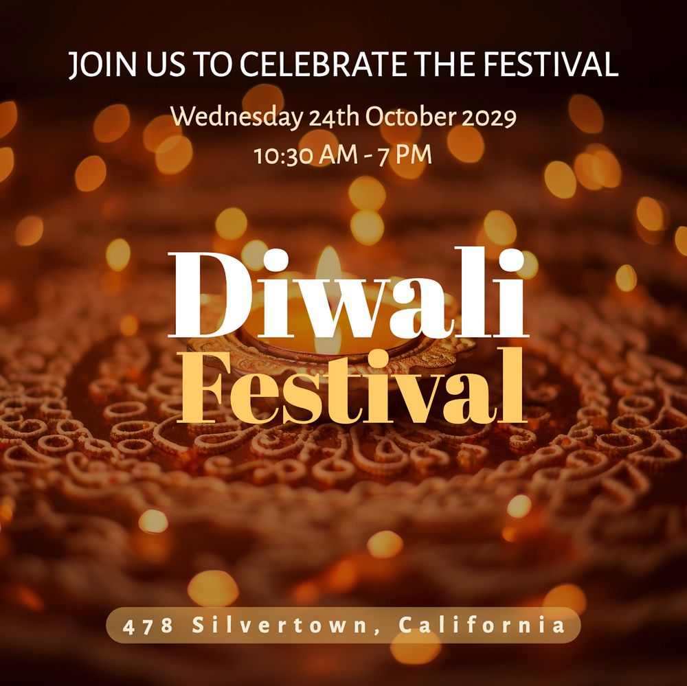 Diwali festival Instagram post template, editable text