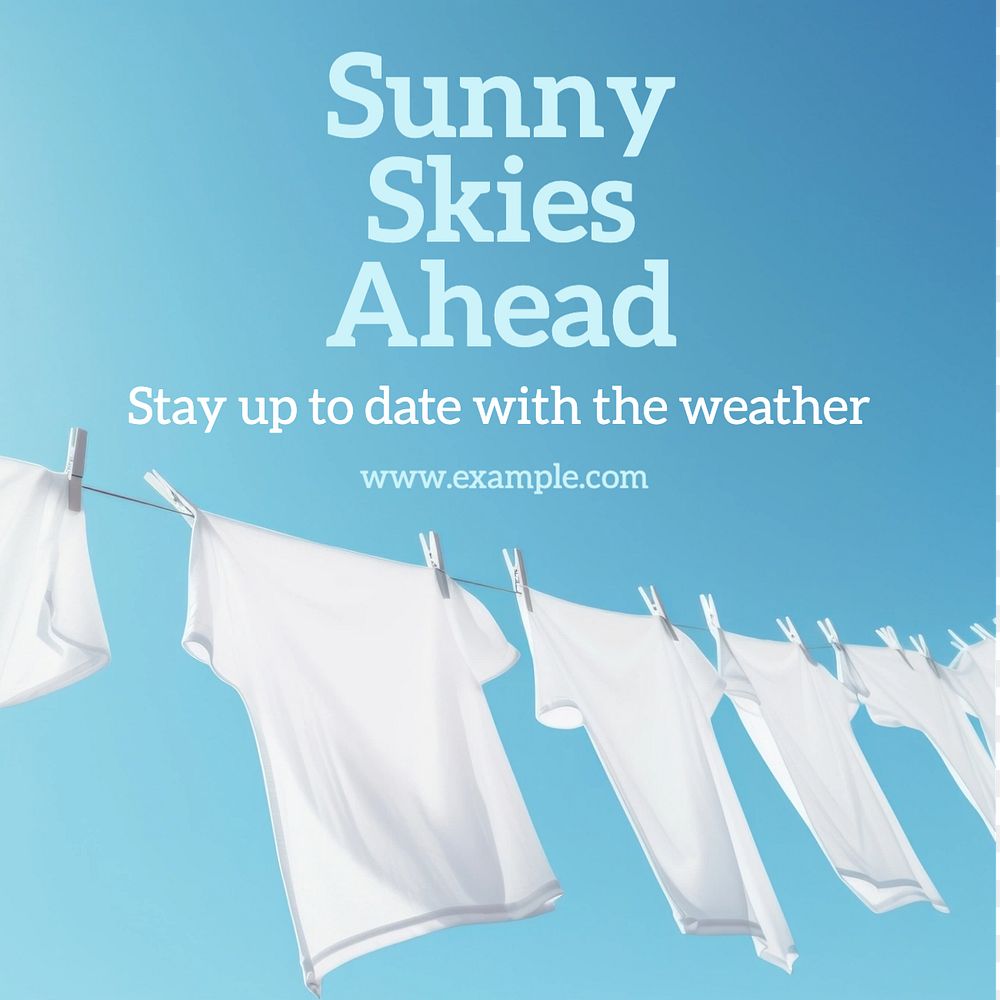 Sunny skies ahead Instagram post template, editable text