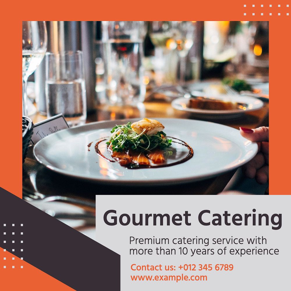 Gourmet cooking Instagram post template, editable text